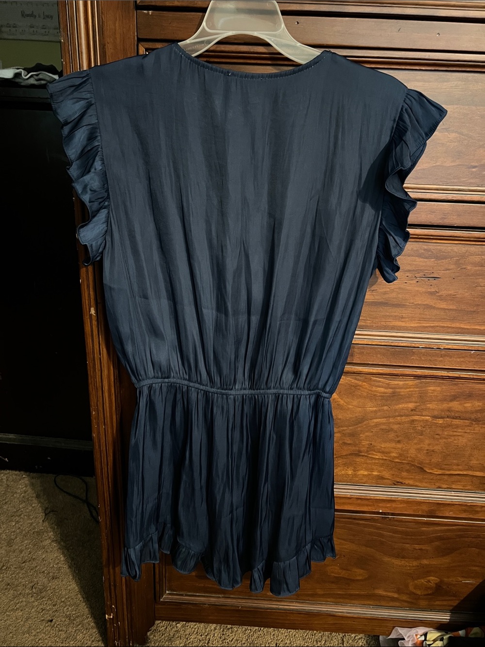 Umgee Navy Ruffle Sleeve Romper - Picture 5 of 5
